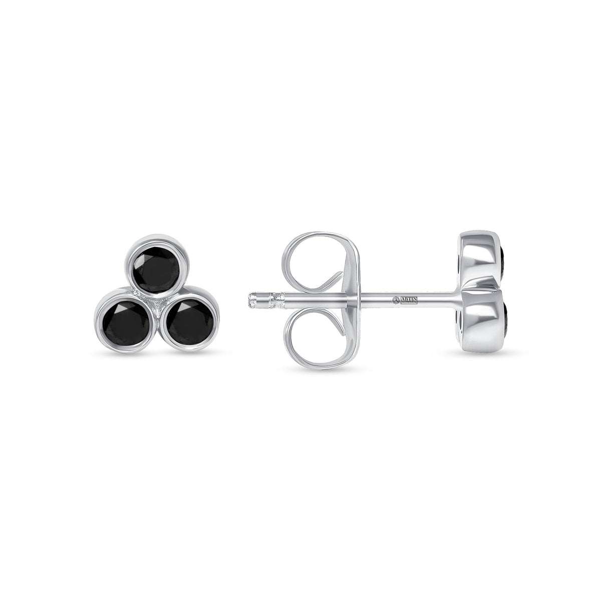 14K Gold Trio Black Diamond Stud Earrings Earring   - Abtin & Co.