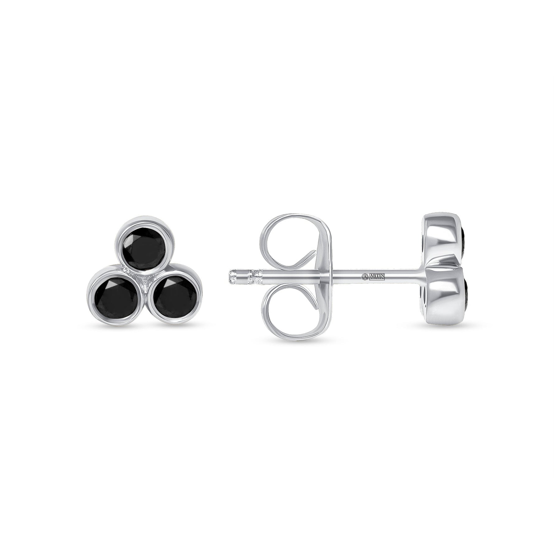 14K Gold Trio Black Diamond Stud Earrings Earring   - Abtin & Co.