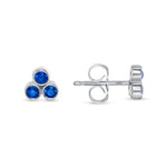 14K Gold Trio Blue Sapphire Stud Earrings Earring ABE-149-BSF  -1  - Abtin & Co.