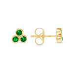 14K Gold Trio Emerald Stud Earrings Earring ABE-149-EMF-2  - Abtin & Co.