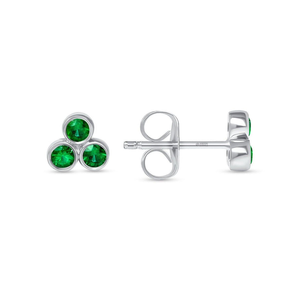 14K Gold Trio Emerald Stud Earrings Earring ABE-149-EMF-1  - Abtin & Co.
