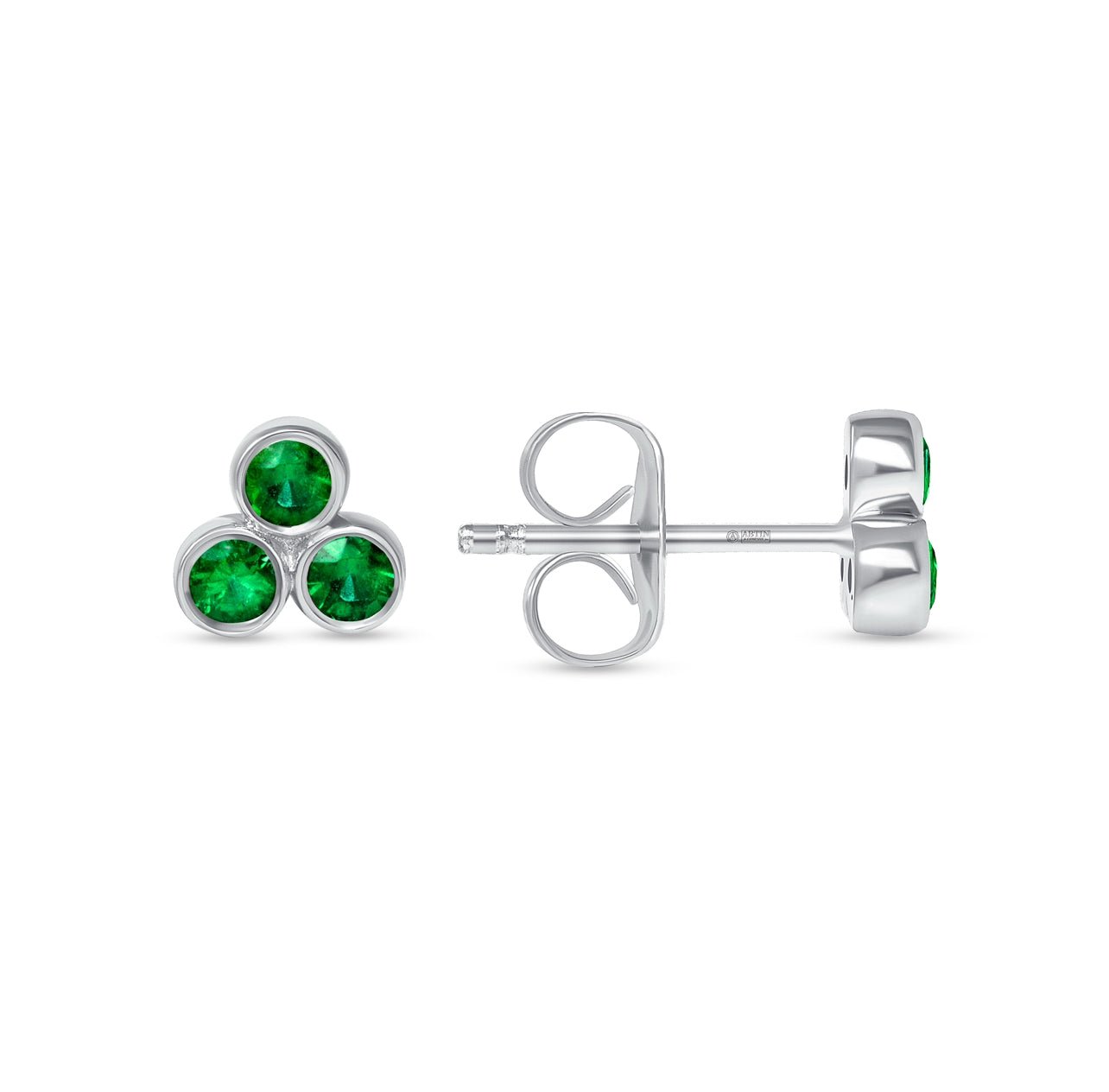 14K Gold Trio Emerald Stud Earrings Earring ABE-149-EMF-1  - Abtin & Co.