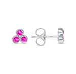 14K Gold Trio Pink Sapphire Stud Earrings Earring ABE-149-PSF-2  - Abtin & Co.
