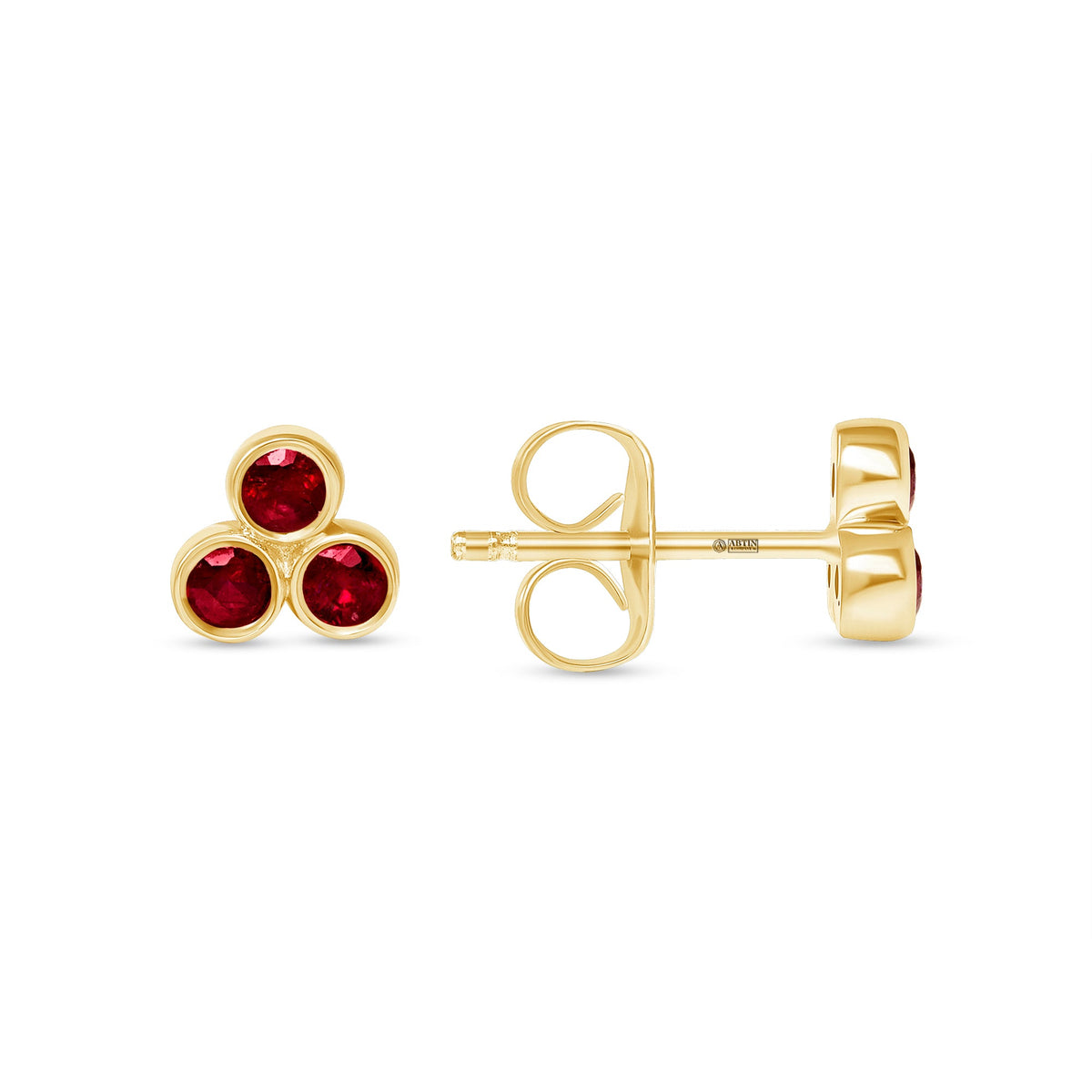 14K Gold Trio Ruby Stud Earrings Earring ABE-149-RUF-2  - Abtin & Co.