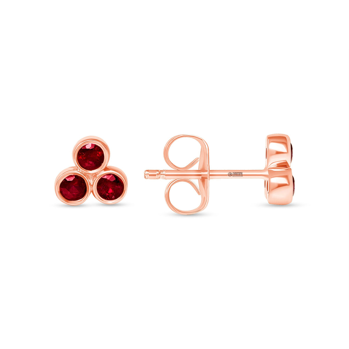 14K Gold Trio Ruby Stud Earrings Earring ABE-149-RUF-3  - Abtin & Co.
