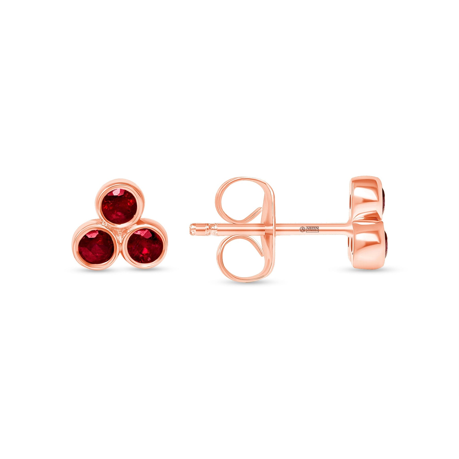 14K Gold Trio Ruby Stud Earrings Earring ABE-149-RUF-3  - Abtin & Co.