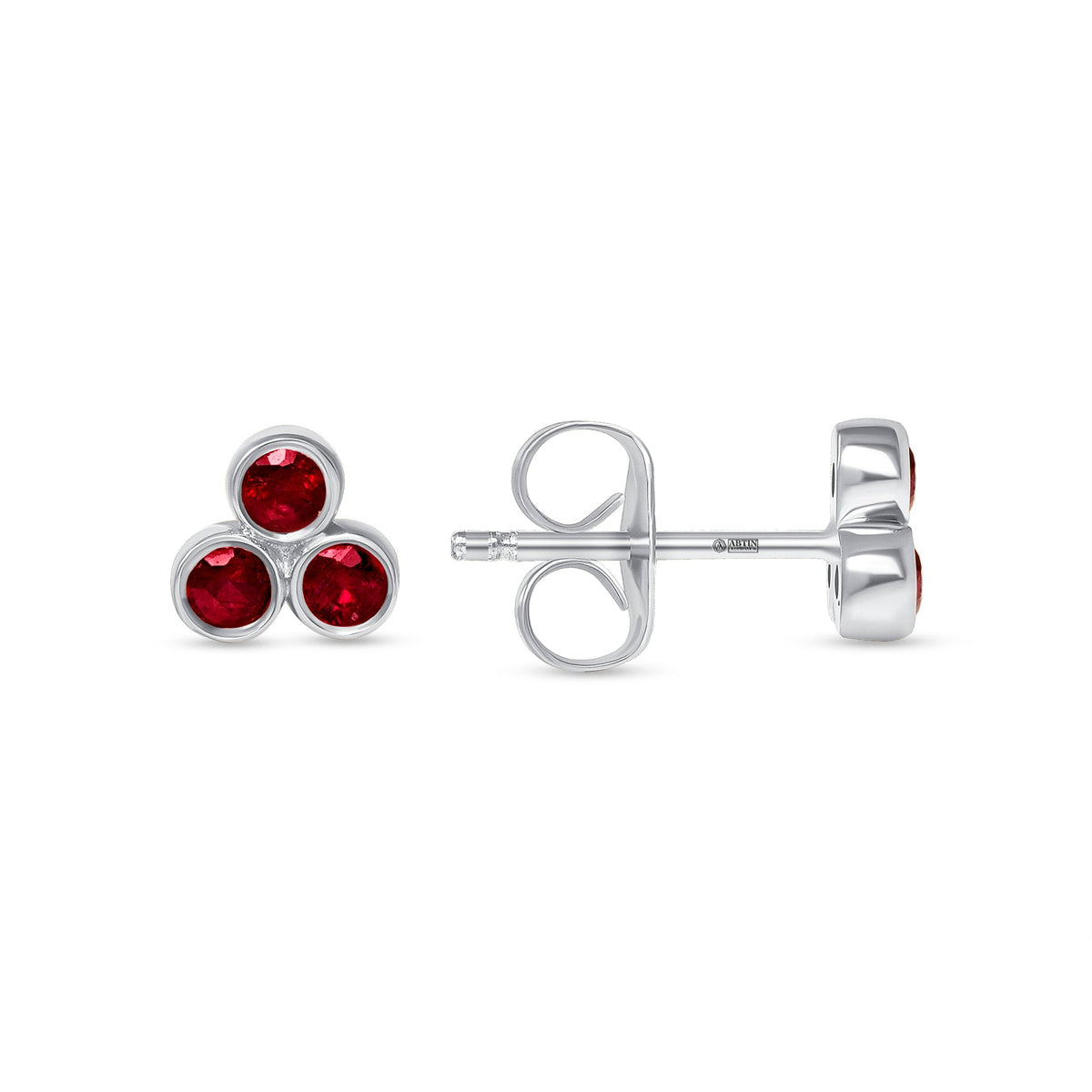 14K Gold Trio Ruby Stud Earrings Earring ABE-149-RUF-1  - Abtin & Co.