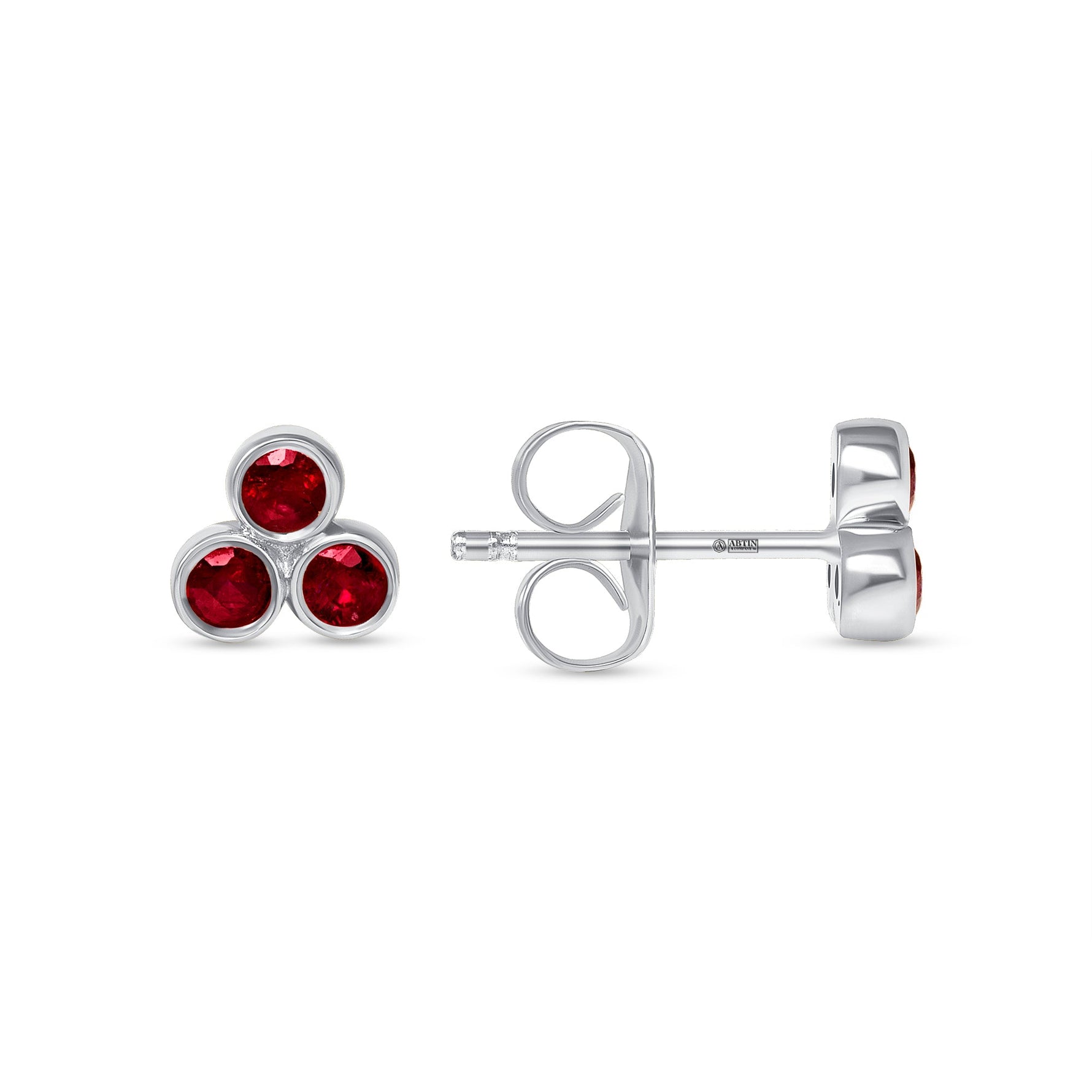 14K Gold Trio Ruby Stud Earrings Earring ABE-149-RUF-1  - Abtin & Co.