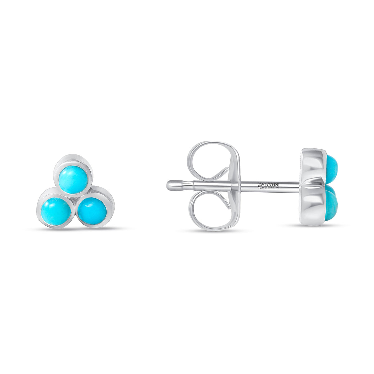 14K Gold Trio Turquoise Stud Earrings Earring ABE-149R-TQF  - Abtin & Co.