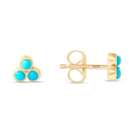 14K Gold Trio Turquoise Stud Earrings Earring   - Abtin & Co.