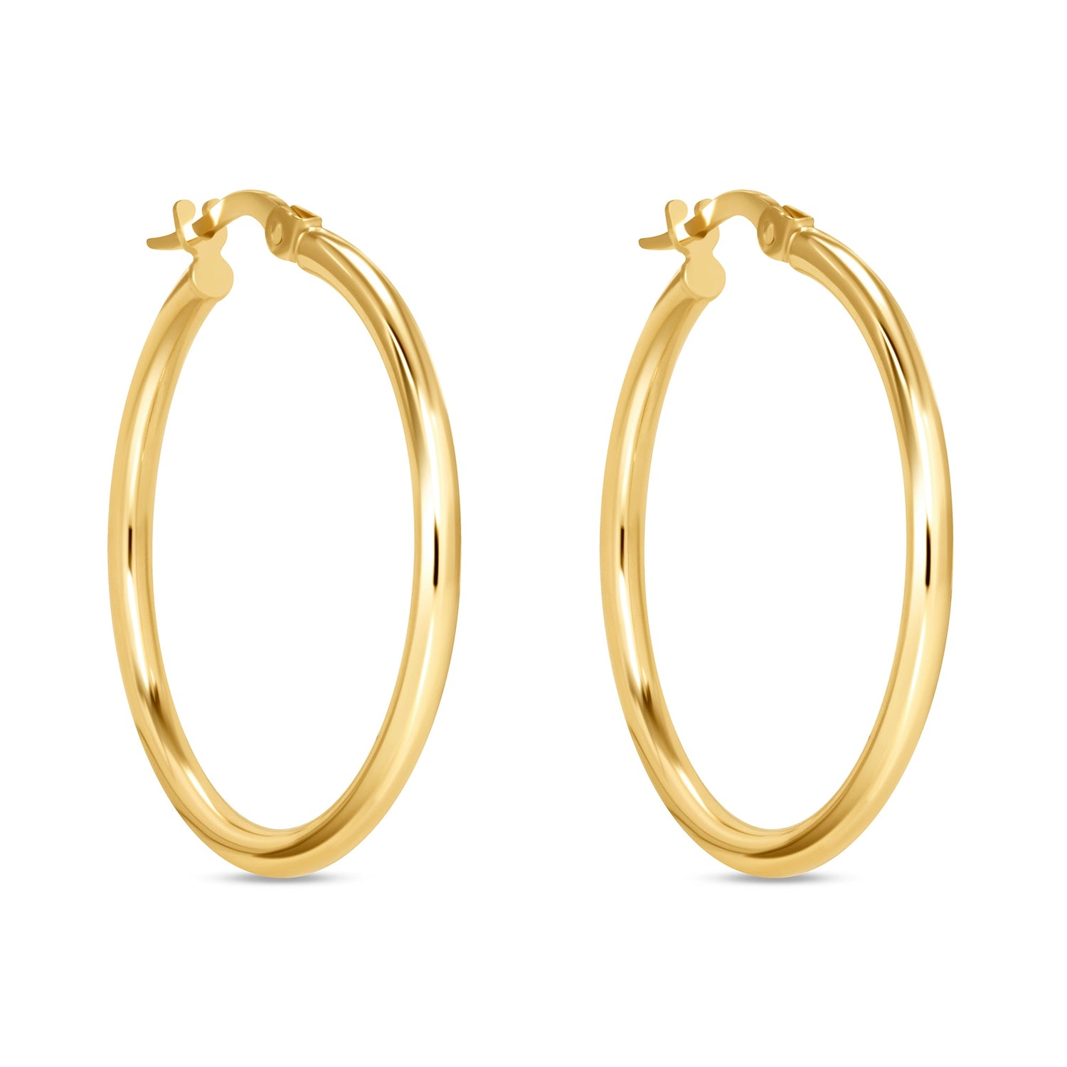 14K Gold Tube Hoop earrings Earring ABGE-101.1-2-G  - Abtin & Co.