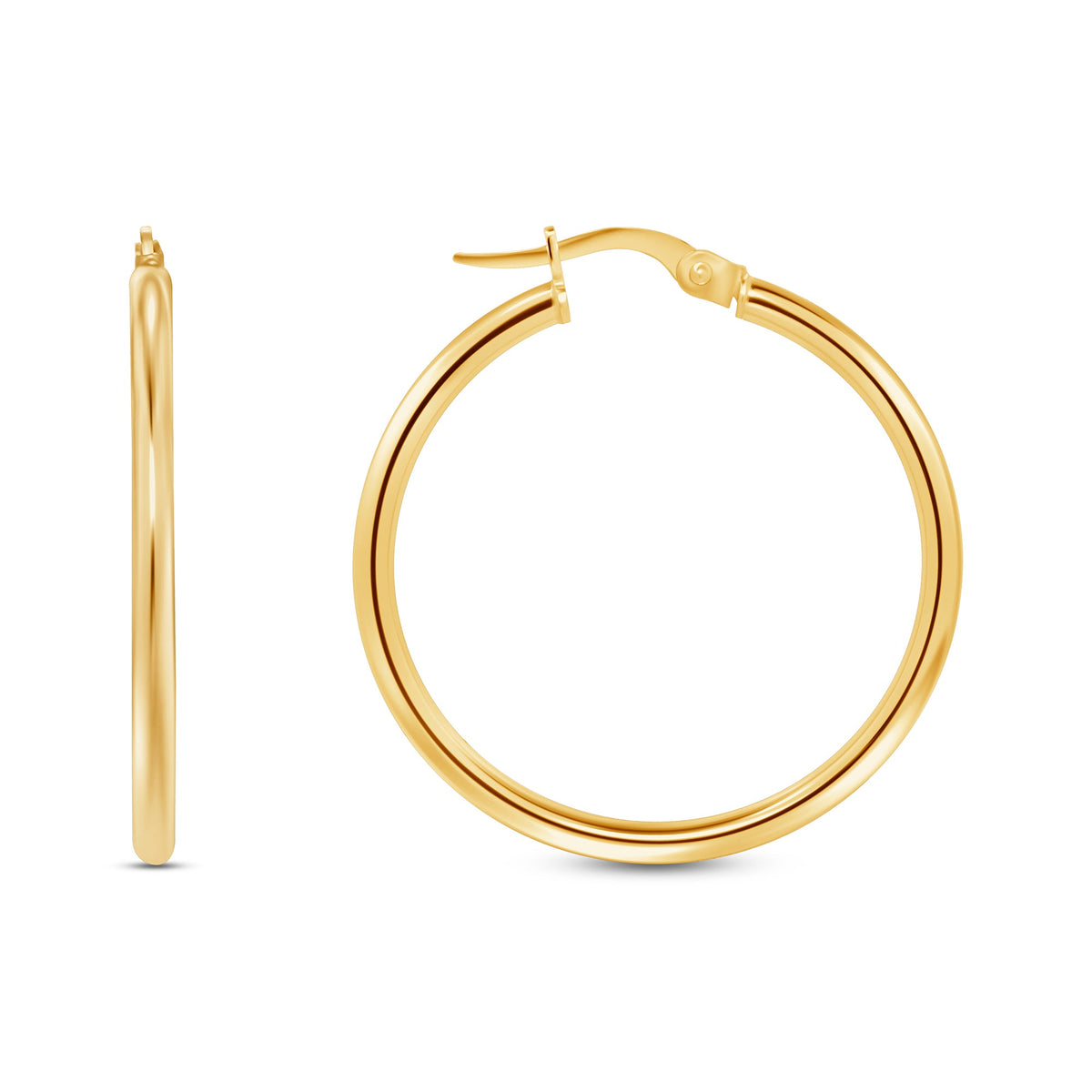 14K Gold Tube Hoop earrings Earring ABGE-101.1-2-G  - Abtin & Co.