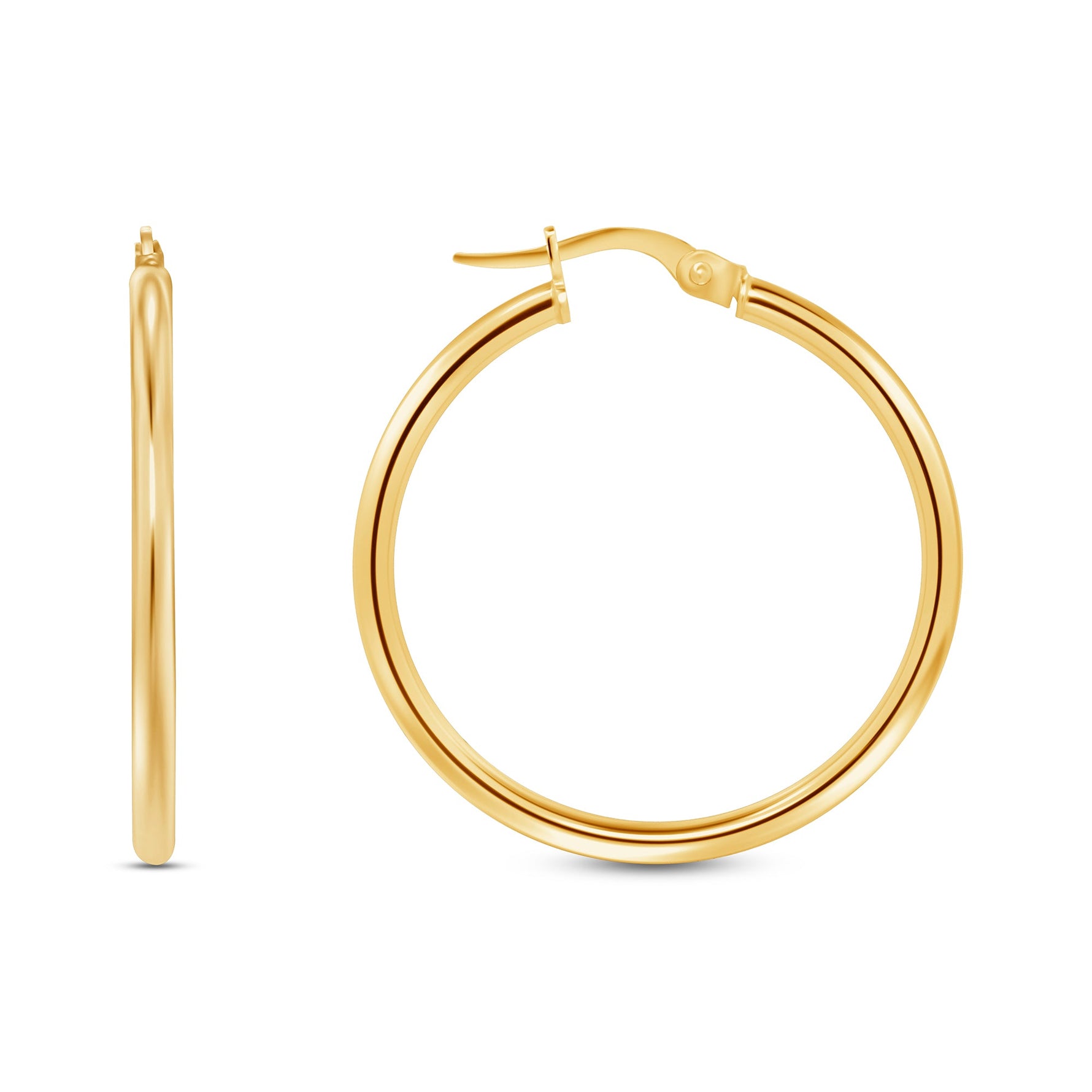 14K Gold Tube Hoop earrings Earring ABGE-101.1-2-G  - Abtin & Co.