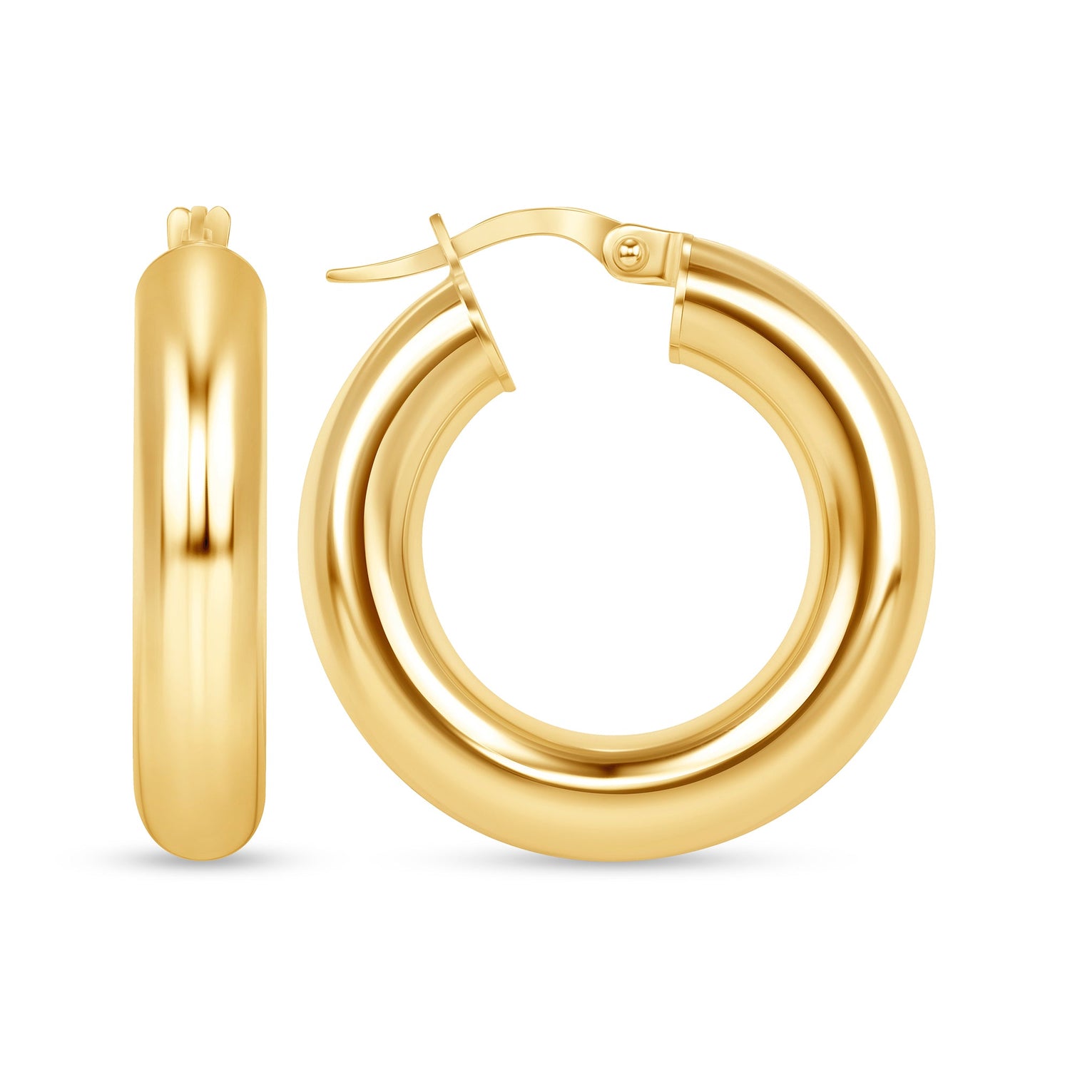 14K Gold Tube Hoop earrings Earring ABGE-101.2-5-G  - Abtin & Co.
