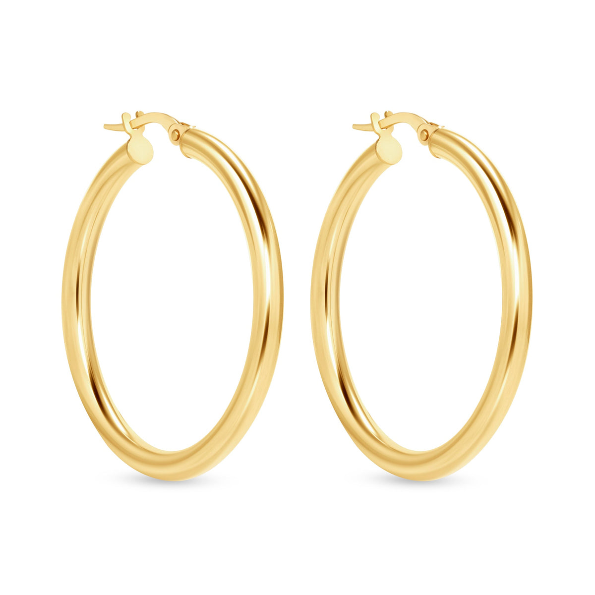 14K Gold Tube Hoop earrings Earring ABGE-101.3-3-G  - Abtin & Co.