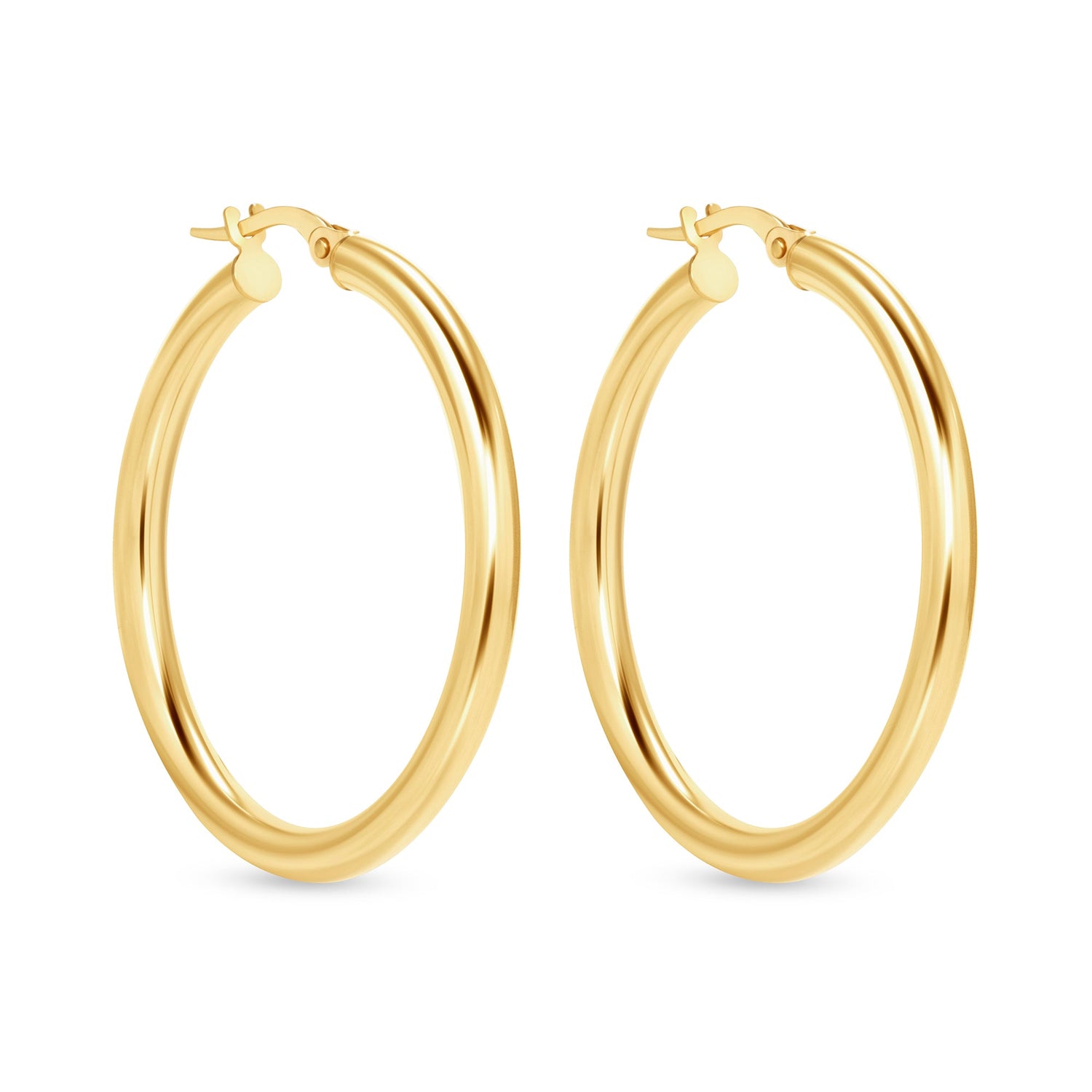14K Gold Tube Hoop earrings Earring ABGE-101.3-3-G  - Abtin & Co.