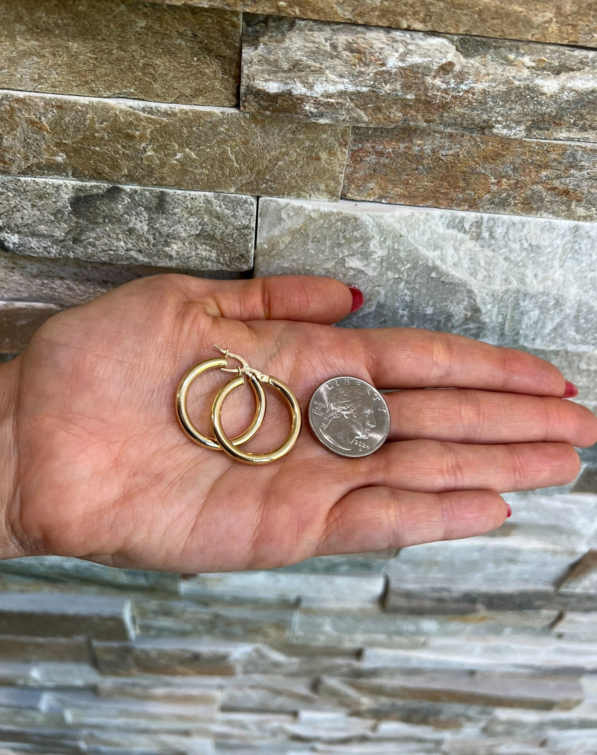 14K Gold Tube Hoop earrings Earring ABGE-101.1-3-G  - Abtin & Co.