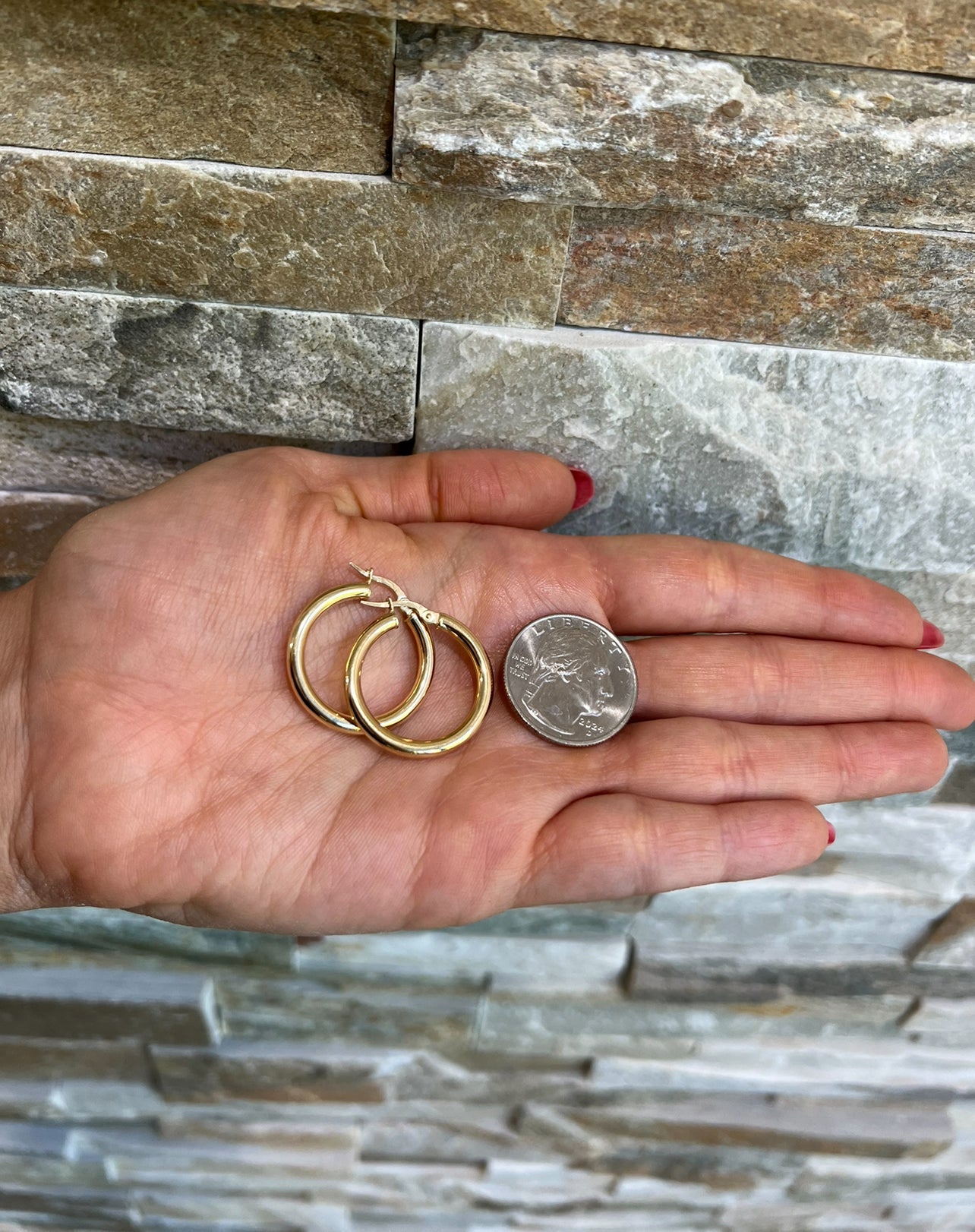 14K Gold Tube Hoop earrings Earring ABGE-101.1-3-G  - Abtin & Co.