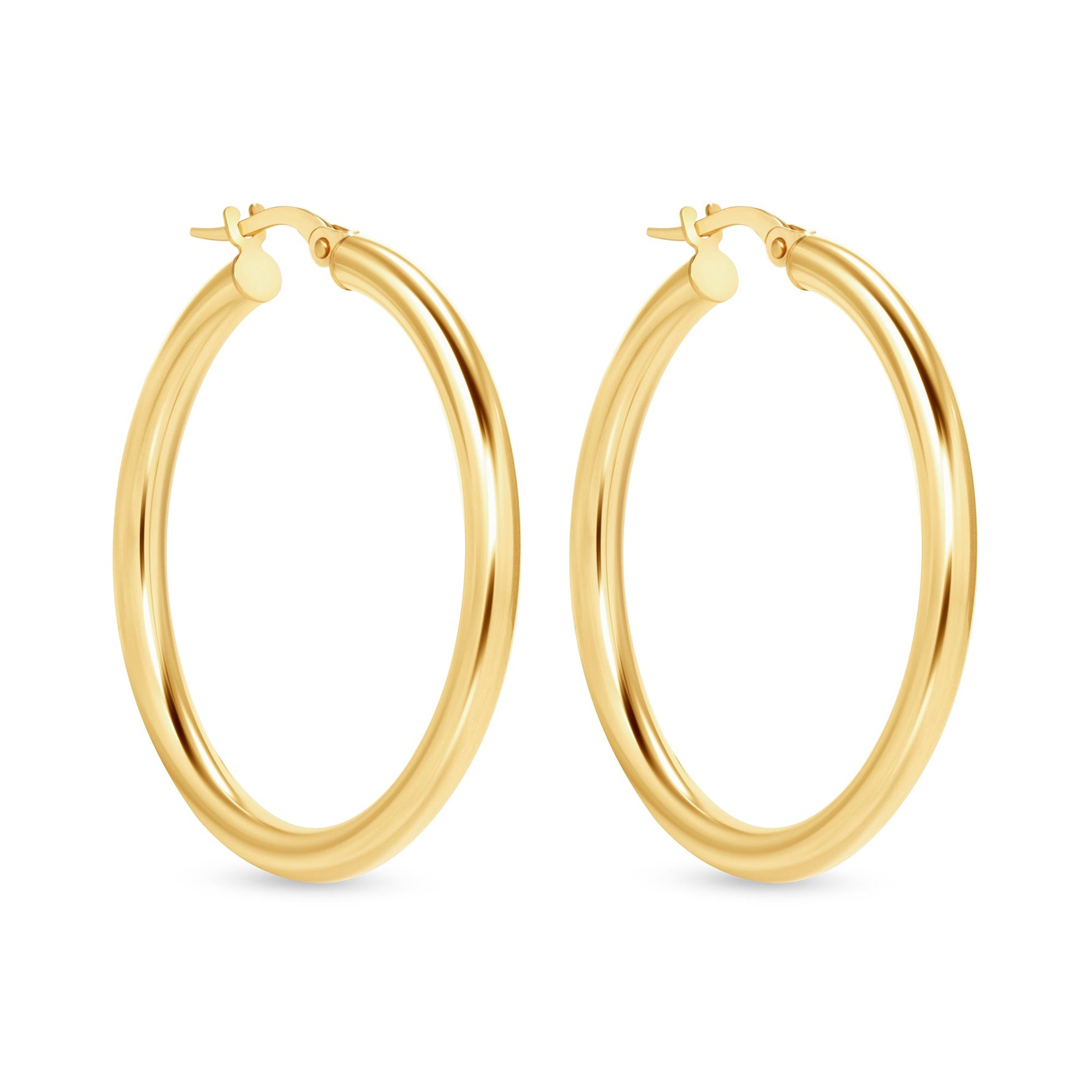 14K Gold Tube Hoop earrings Earring ABGE-101.3-3-G  - Abtin & Co.