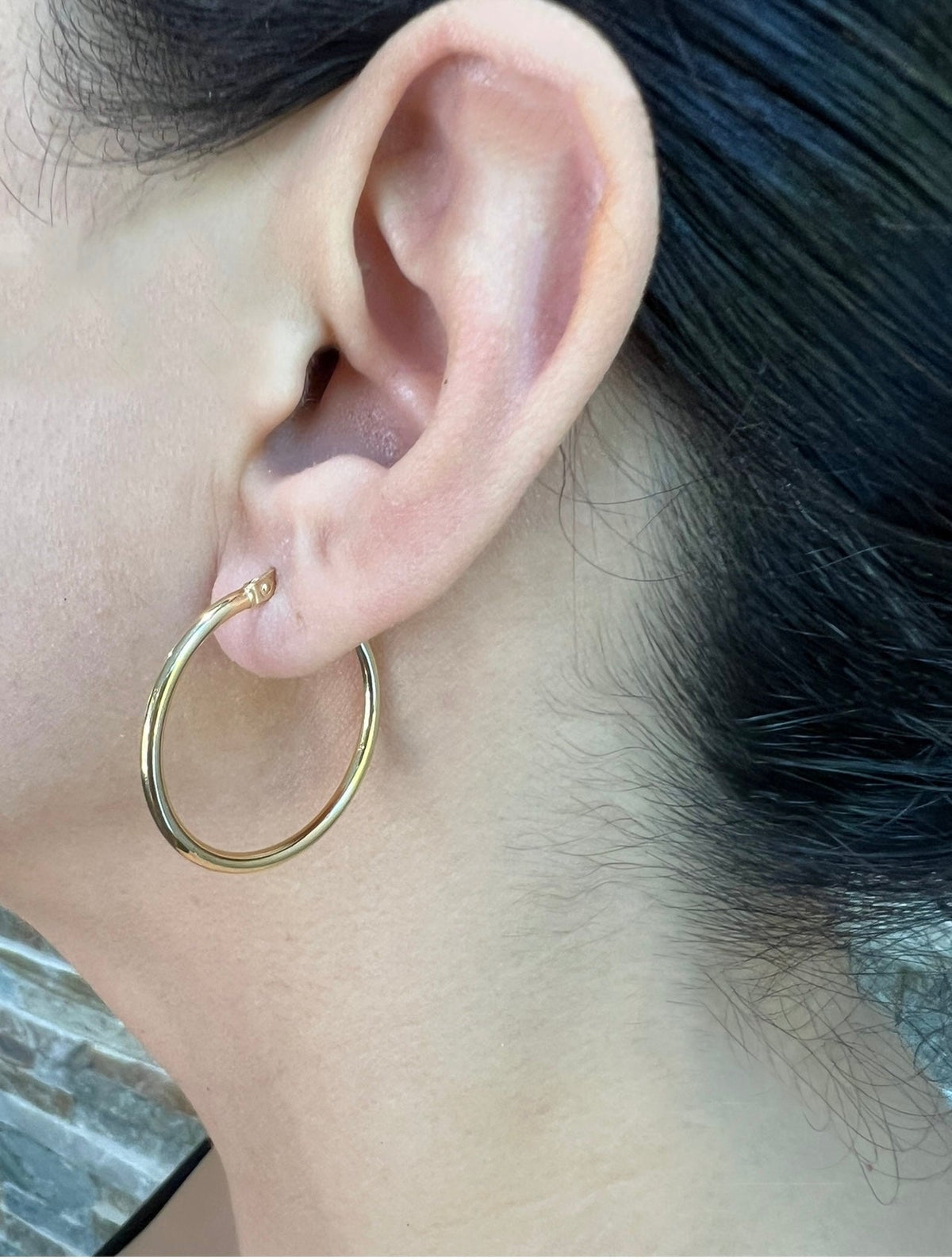 14K Gold Tube Hoop earrings Earring ABGE-101.1-2-G  - Abtin & Co.