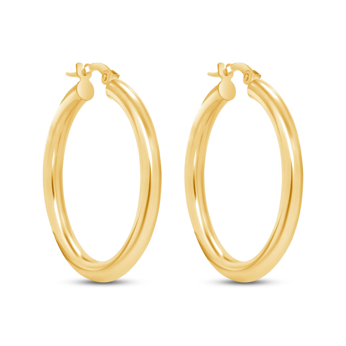14K Gold Tube Hoop earrings Earring ABGE-101.2-3-G  - Abtin & Co.