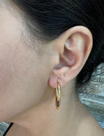14K Gold Tube Hoop earrings Earring ABGE-101.2-3-G  - Abtin & Co.