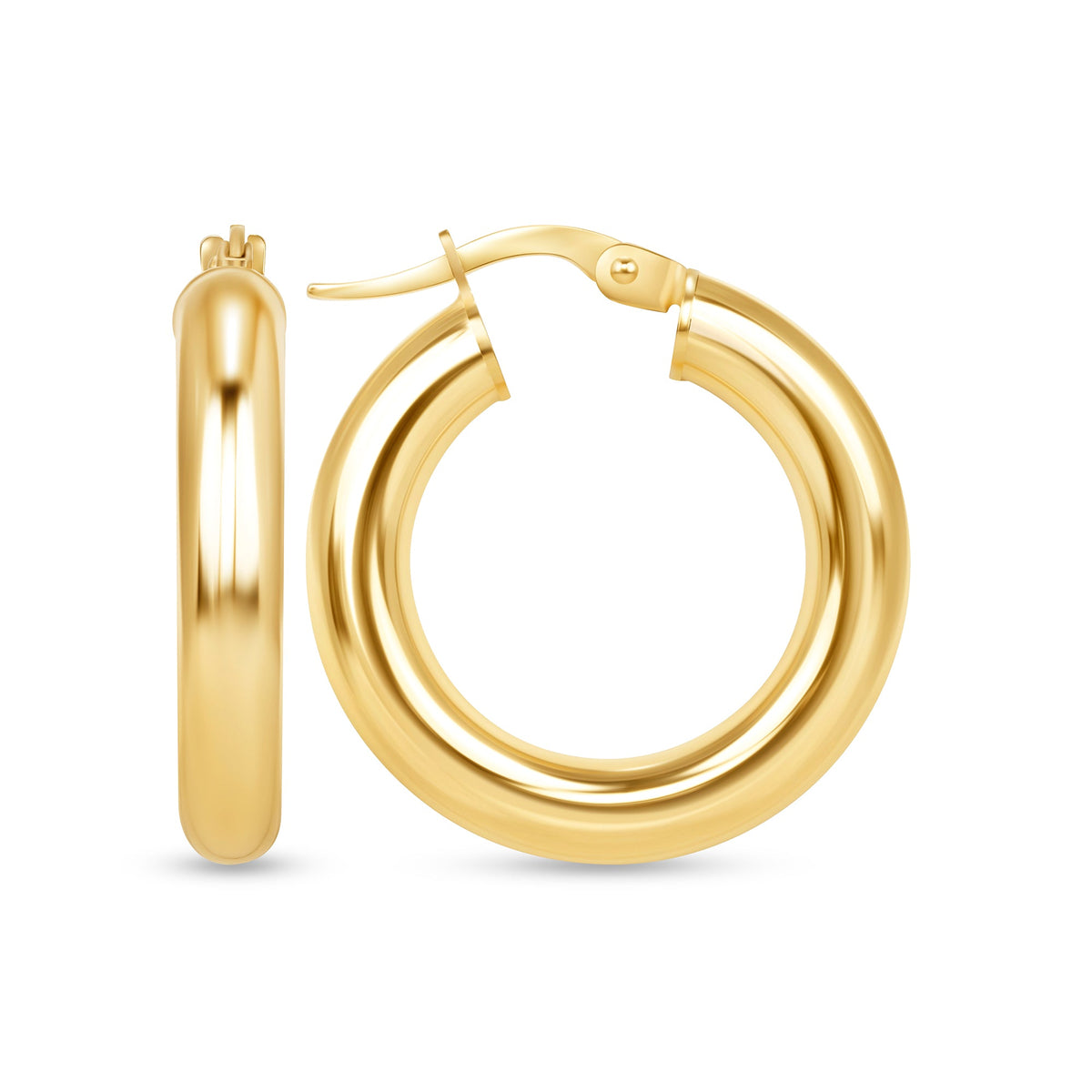 14K Gold Tube Hoop earrings Earring ABGE-101.2-4-G  - Abtin & Co.