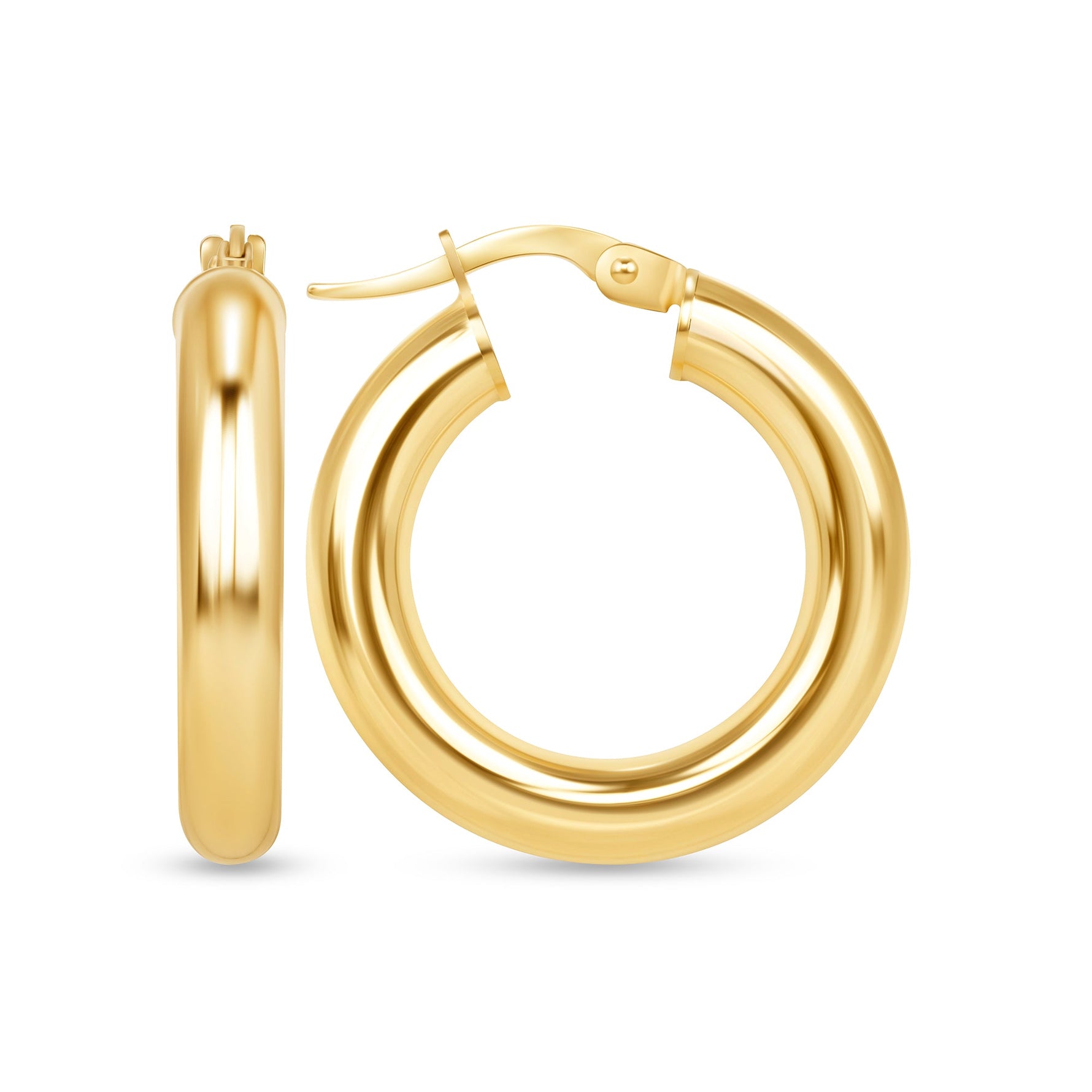 14K Gold Tube Hoop earrings Earring ABGE-101.2-4-G  - Abtin & Co.