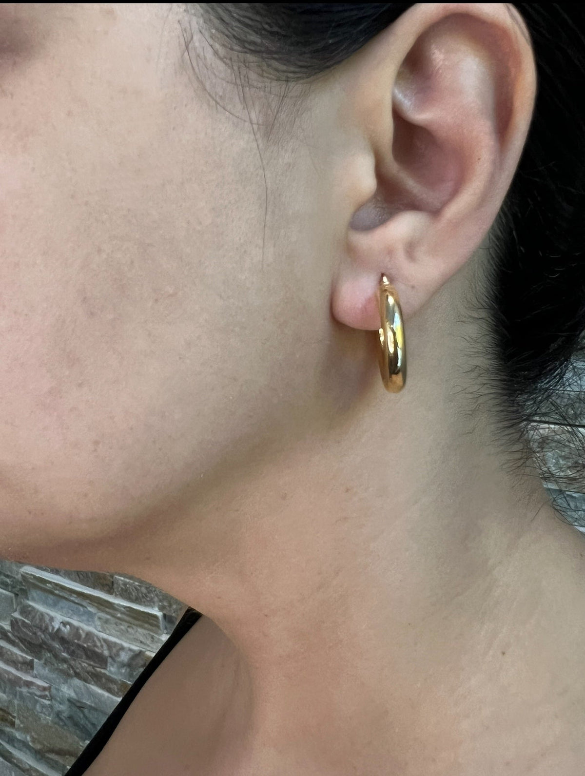 14K Gold Tube Hoop earrings Earring ABGE-101.1-4-G  - Abtin & Co.