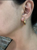14K Gold Tube Hoop earrings Earring ABGE-101.1-4-G  - Abtin & Co.