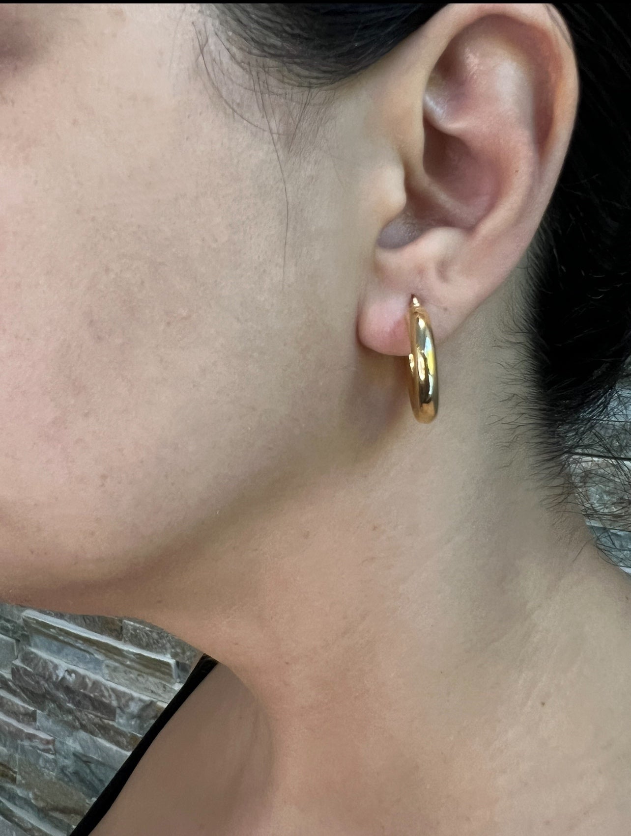14K Gold Tube Hoop earrings Earring ABGE-101.1-4-G  - Abtin & Co.