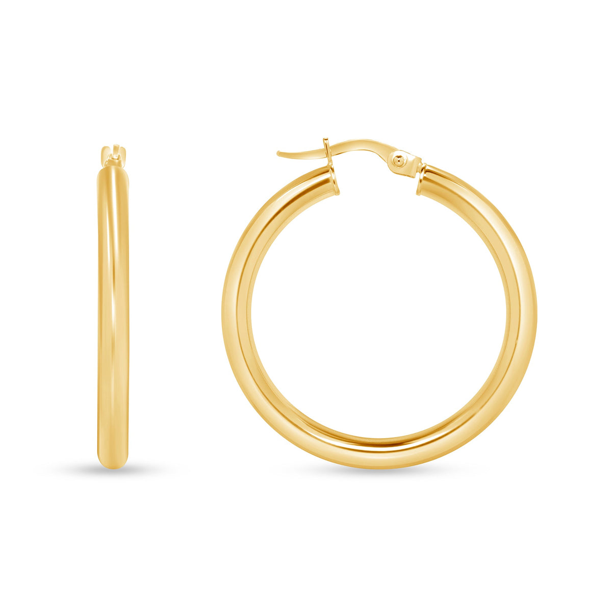 14K Gold Tube Hoop earrings Earring ABGE-101.2-3-G  - Abtin & Co.