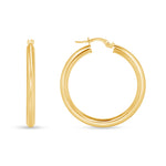 14K Gold Tube Hoop earrings Earring ABGE-101.2-3-G  - Abtin & Co.