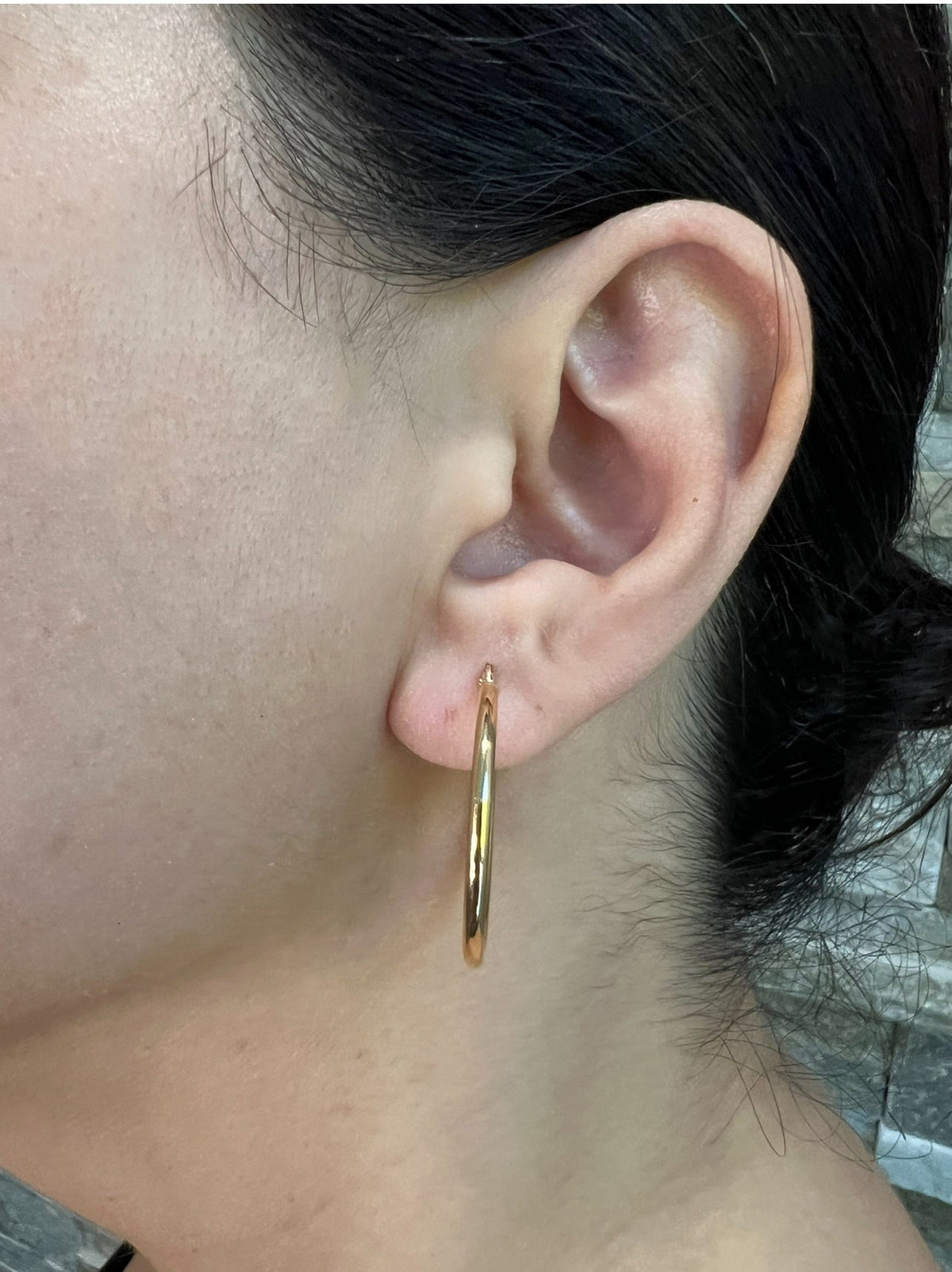 14K Gold Tube Hoop earrings Earring ABGE-101.1-2-G  - Abtin & Co.