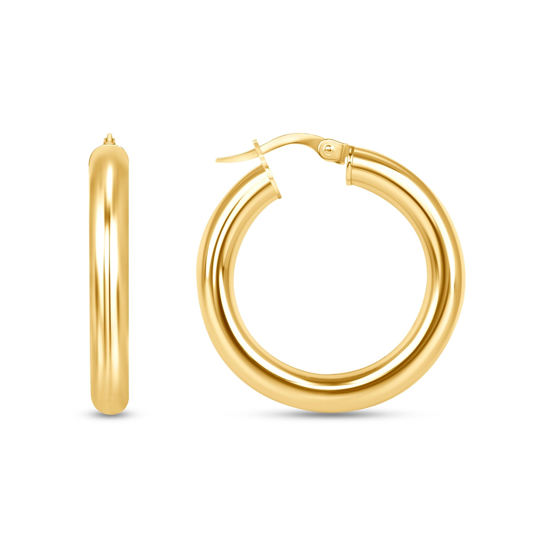 14K Gold Tube Hoop earrings Earring ABGE-101.1-4-G  - Abtin & Co.