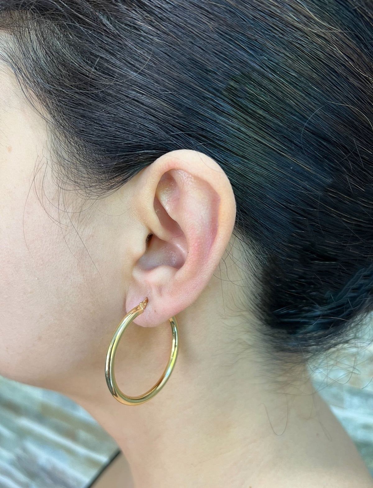 14K Gold Tube Hoop earrings Earring ABGE-101.3-3-G  - Abtin & Co.