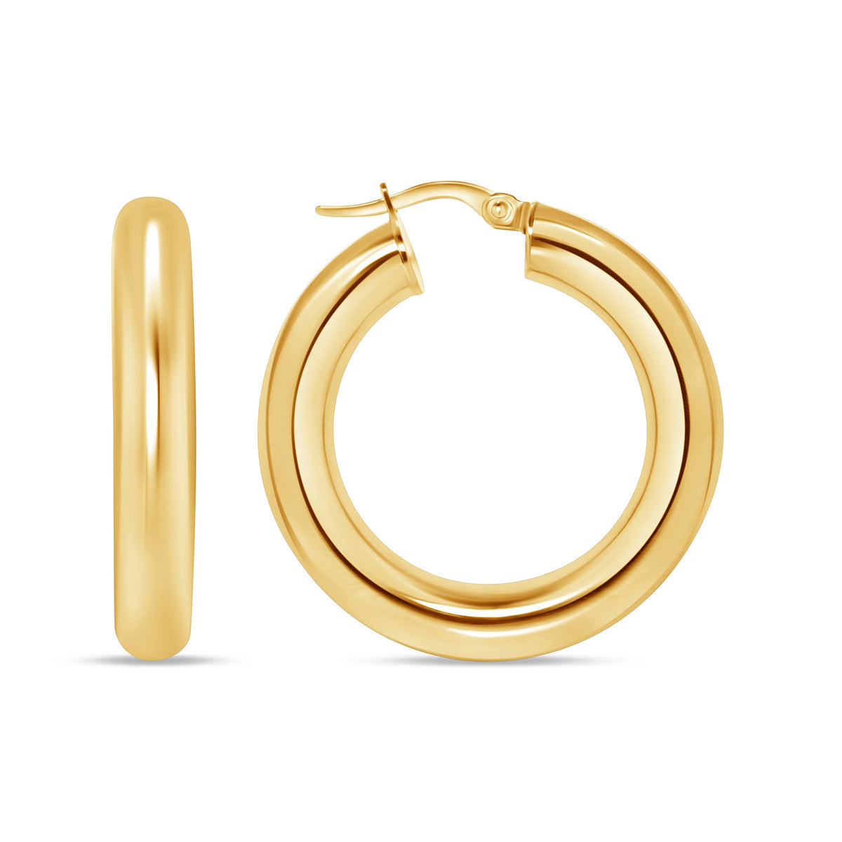 14K Gold Tube Hoop earrings Earring ABGE-101.1-5-G  - Abtin & Co.