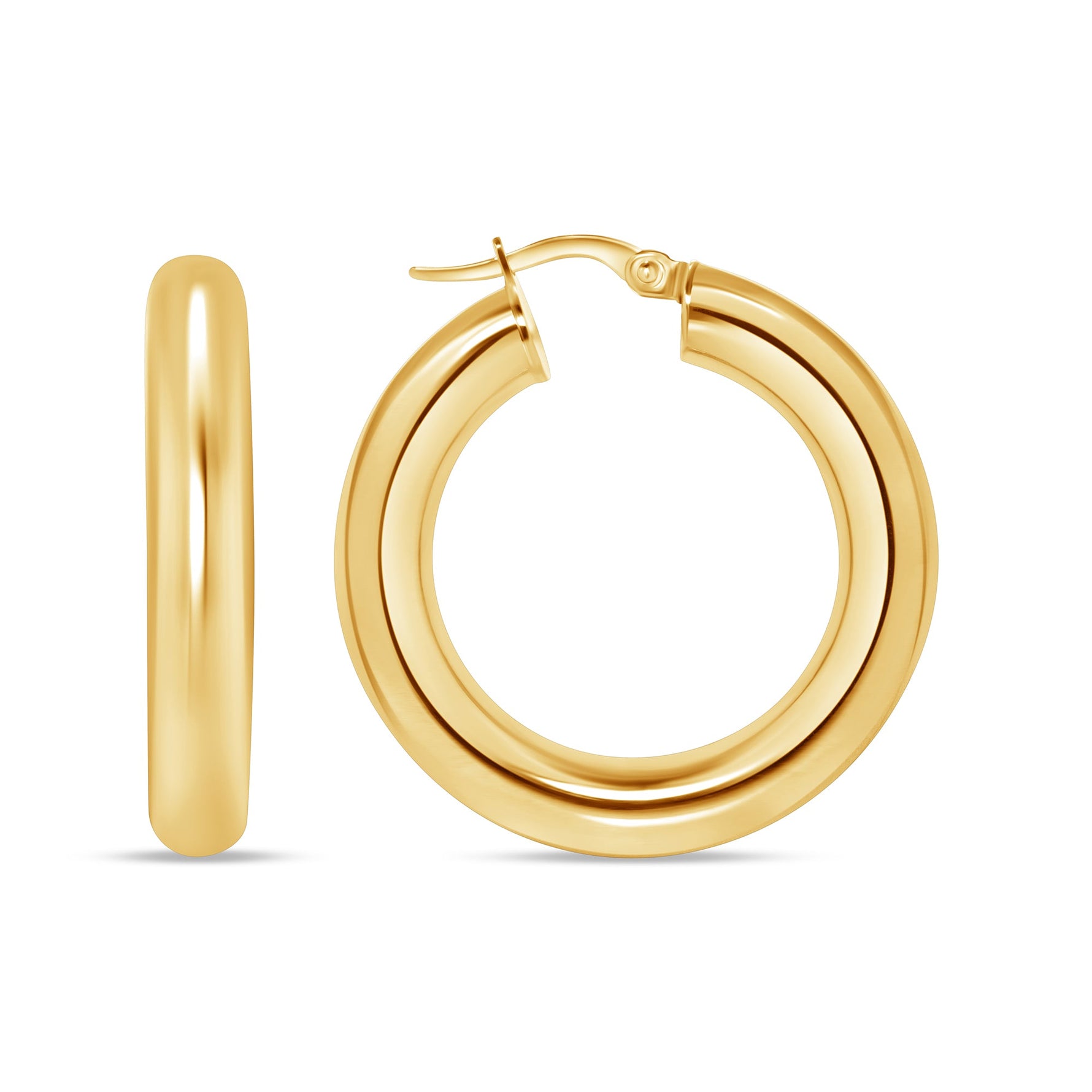 14K Gold Tube Hoop earrings Earring ABGE-101.1-5-G  - Abtin & Co.