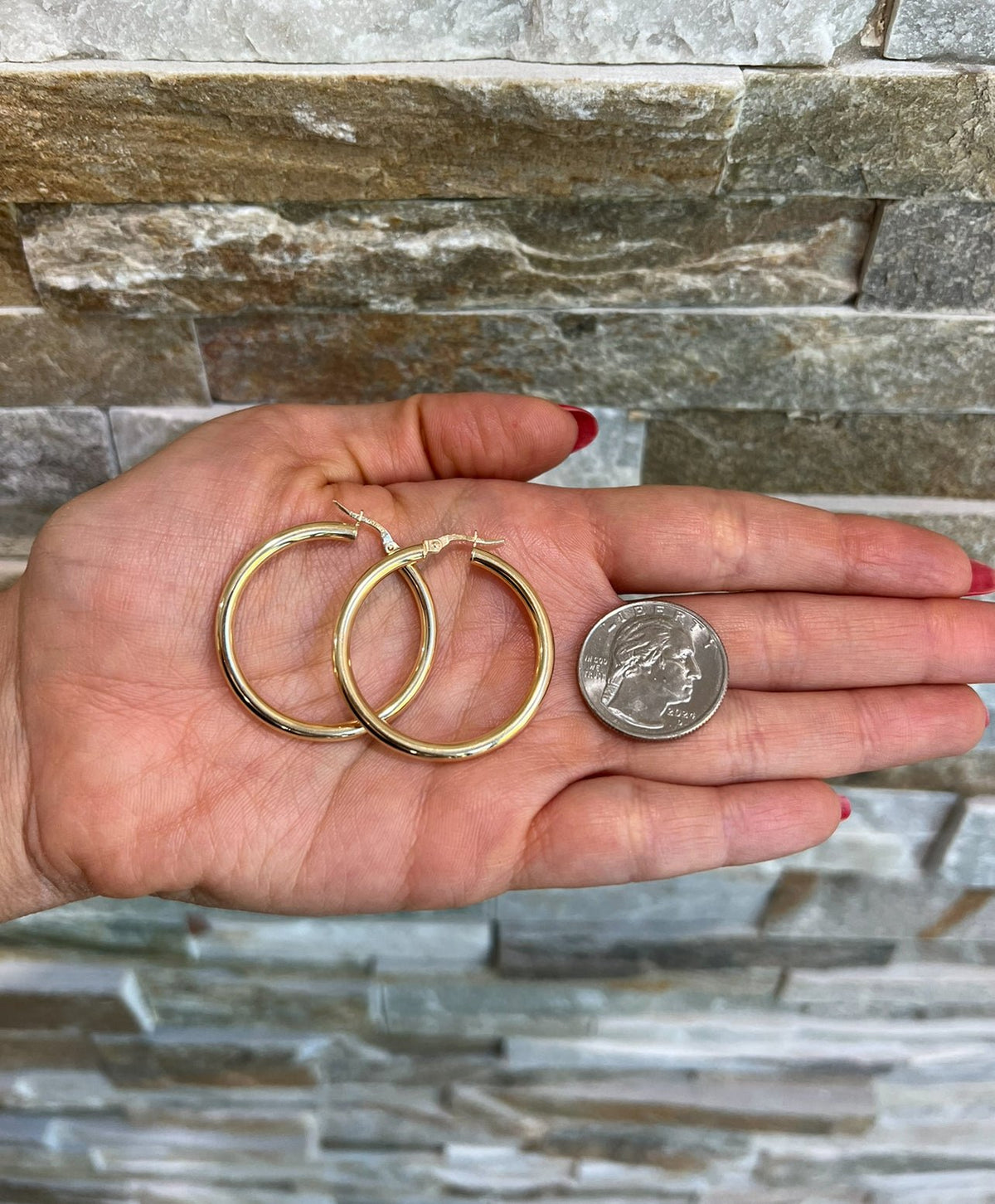 14K Gold Tube Hoop earrings Earring ABGE-101.3-3-G  - Abtin & Co.