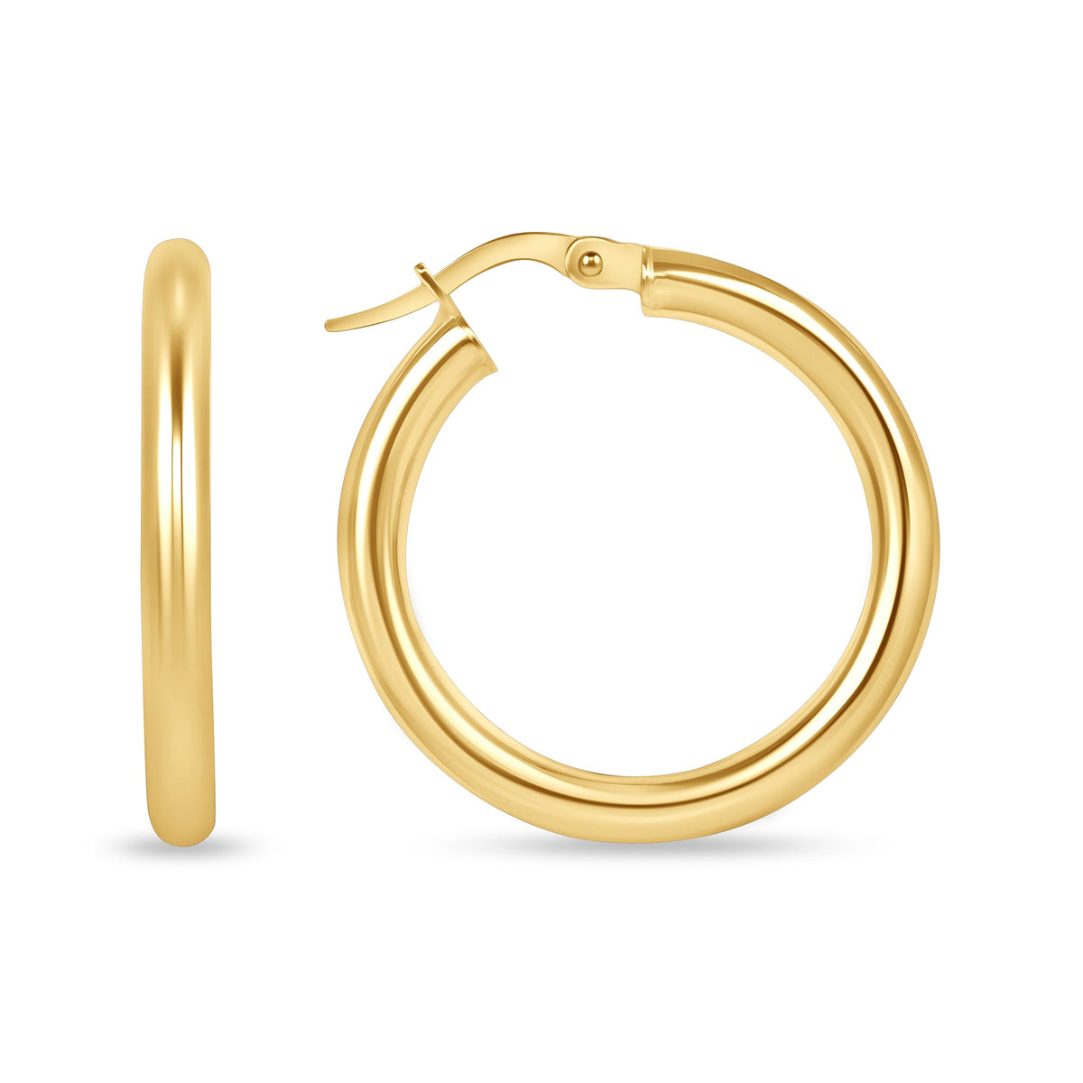 14K Gold Tube Hoop earrings Earring ABGE-101.1-3-G  - Abtin & Co.