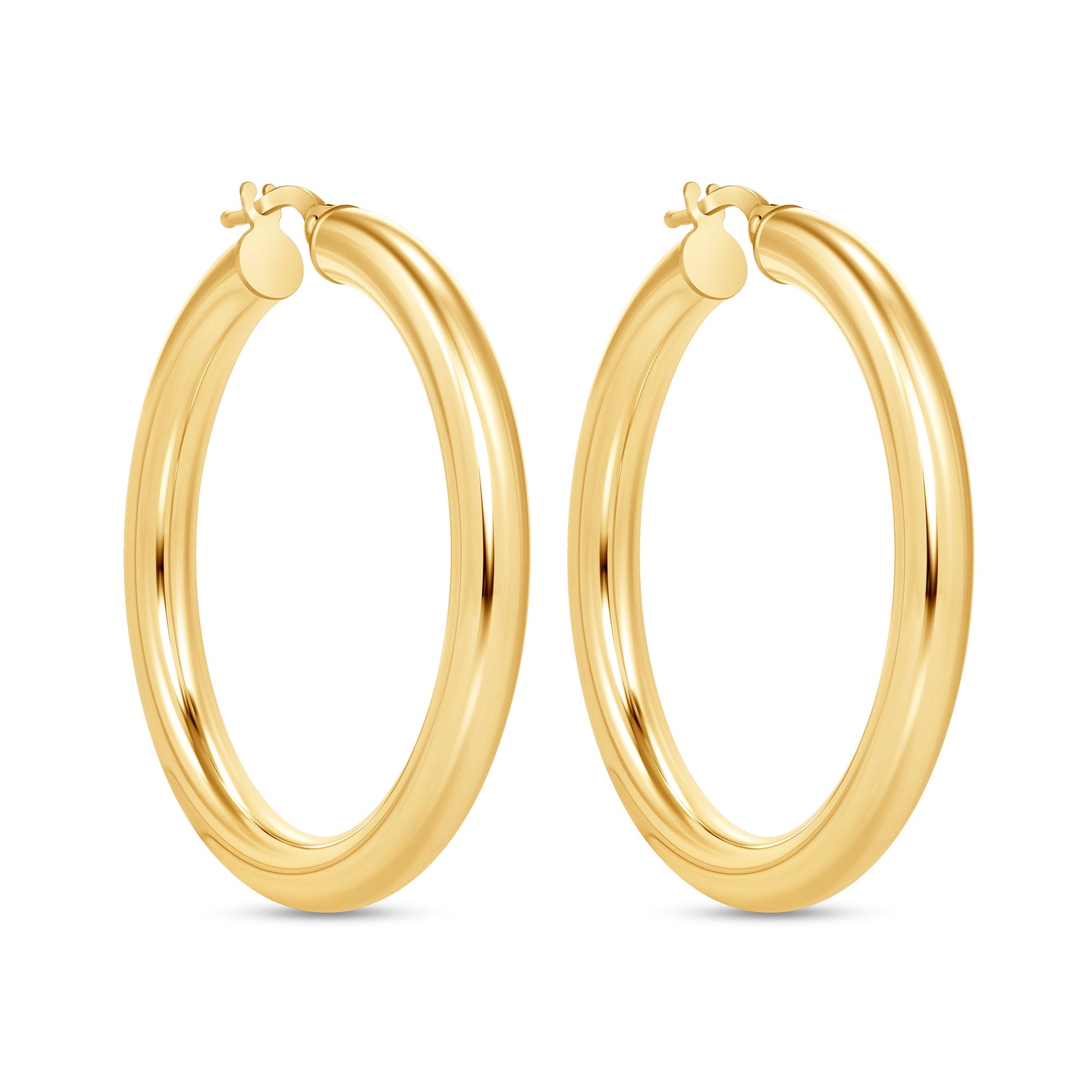 14K Gold Tube Hoop earrings Earring ABGE-101.3-4-G  - Abtin & Co.