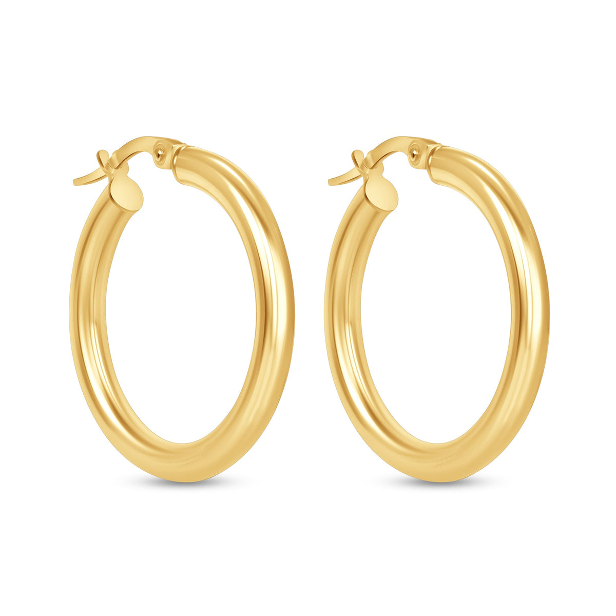14K Gold Tube Hoop earrings Earring ABGE-101.1-3-G  - Abtin & Co.