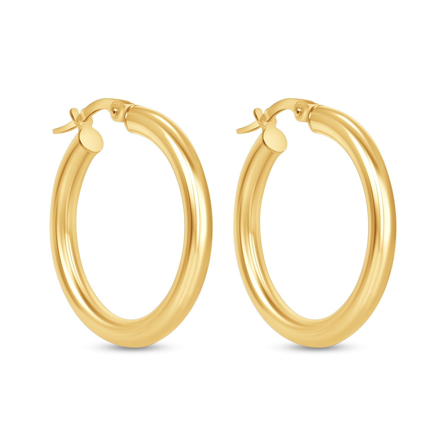 14K Gold Tube Hoop earrings Earring ABGE-101.1-3-G  - Abtin & Co.