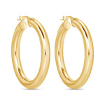 14K Gold Tube Hoop earrings Earring ABGE-101.4-4-G  - Abtin & Co.