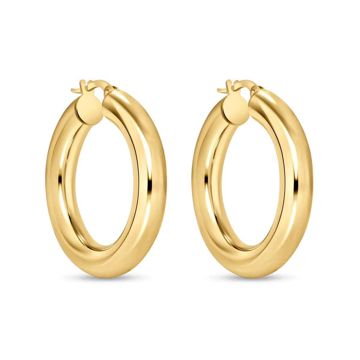 14K Gold Tube Hoop earrings Earring ABGE-101.1-5-G  - Abtin & Co.