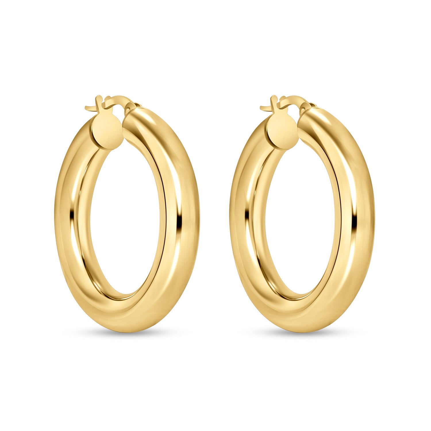 14K Gold Tube Hoop earrings Earring ABGE-101.1-5-G  - Abtin & Co.