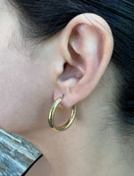 14K Gold Tube Hoop earrings Earring ABGE-101.2-4-G  - Abtin & Co.
