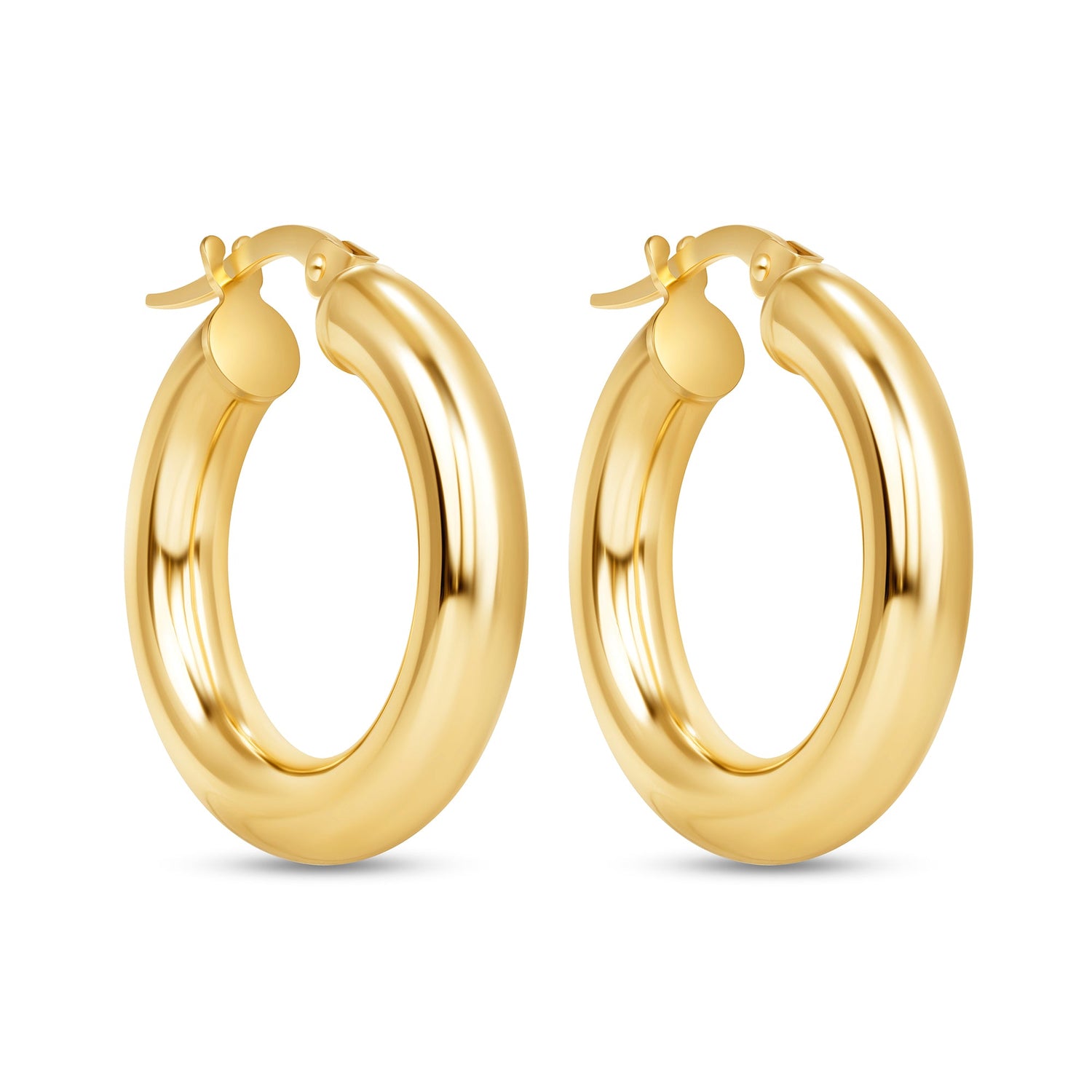 14K Gold Tube Hoop earrings Earring ABGE-101.2-4-G  - Abtin & Co.