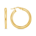 14K Gold Tube Medium Hoop Earrings Earring ABGE-106-G  - Abtin & Co.