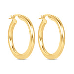 14K Gold Tube Medium Hoop Earrings Earring ABGE-106-G  - Abtin & Co.